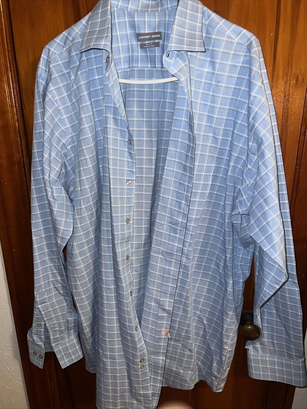Geoffrey Beene Shirt Mens 18 37/38 Button Down Long Sleeve Wrinkle Free Tall Big